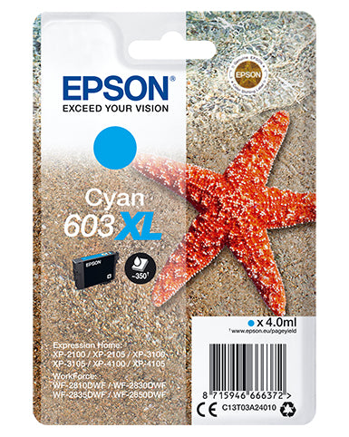 Epson C13T03A24010 ink cartridge 1 pc(s) Original High (XL) Yield Cyan Epson C13T03A24010 ink cartridge 1 pc(s) Original High (XL) Yield Cyan